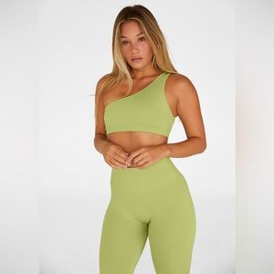SET Active One-Shoulder Sports Bra in Lime Green